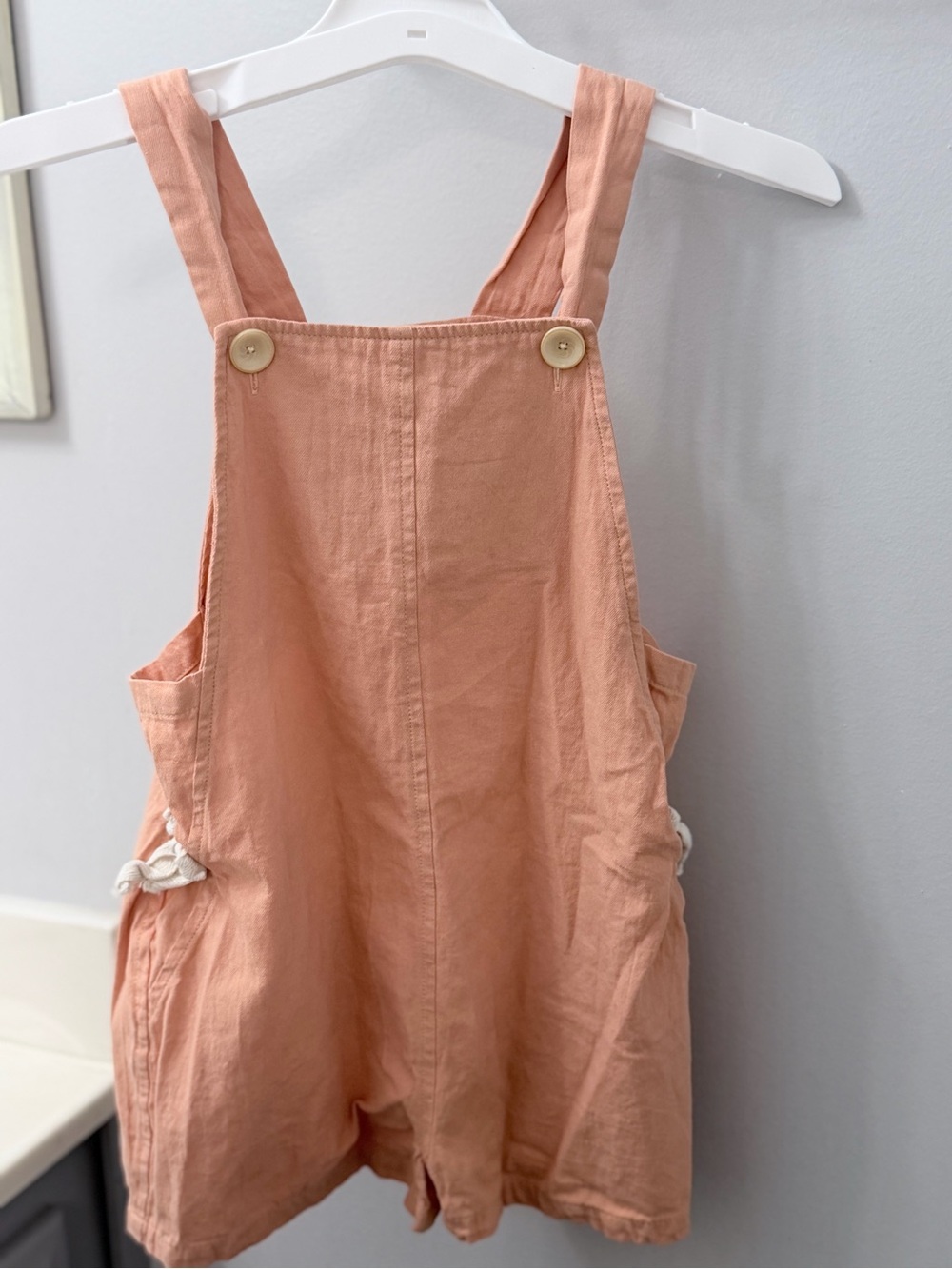 Kids Peach One-Piece Overalls Romper